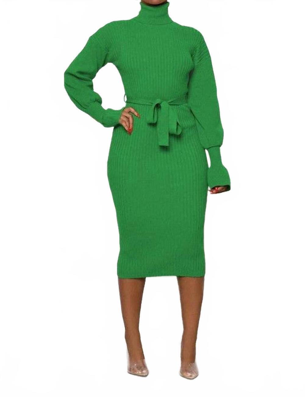 NEW BY CLAUDE long maxi sweater dress in green
